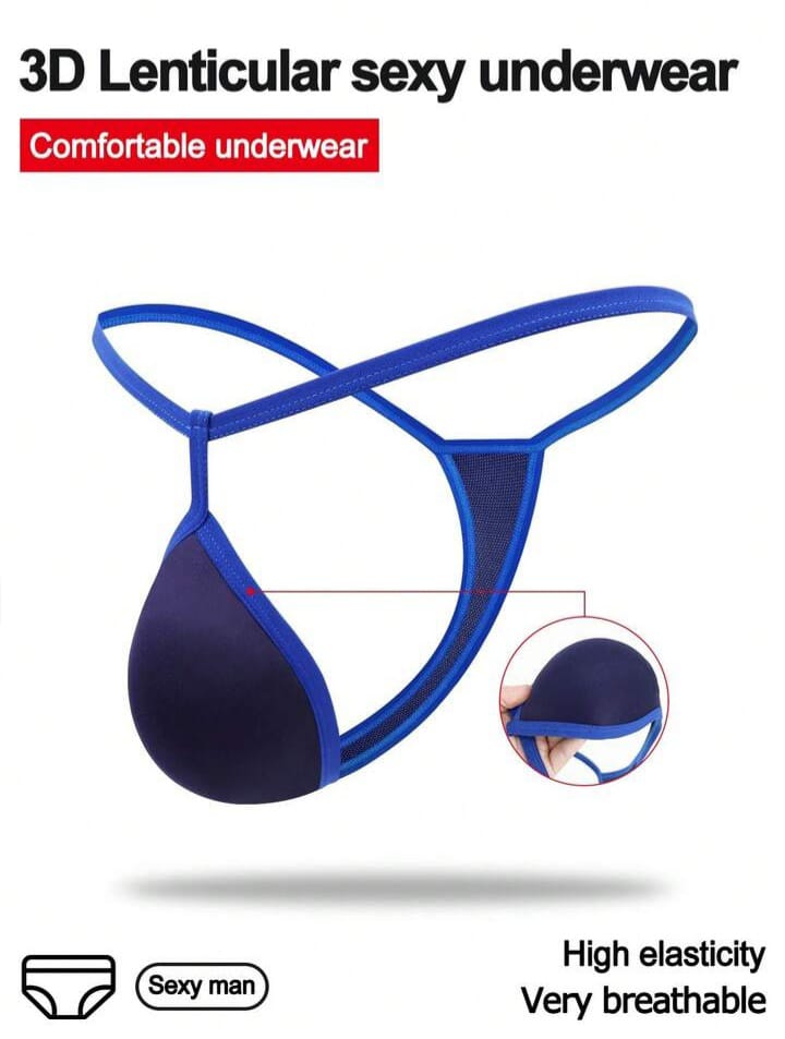 Urbold mens mesh bulge enhancing padded thong underwear